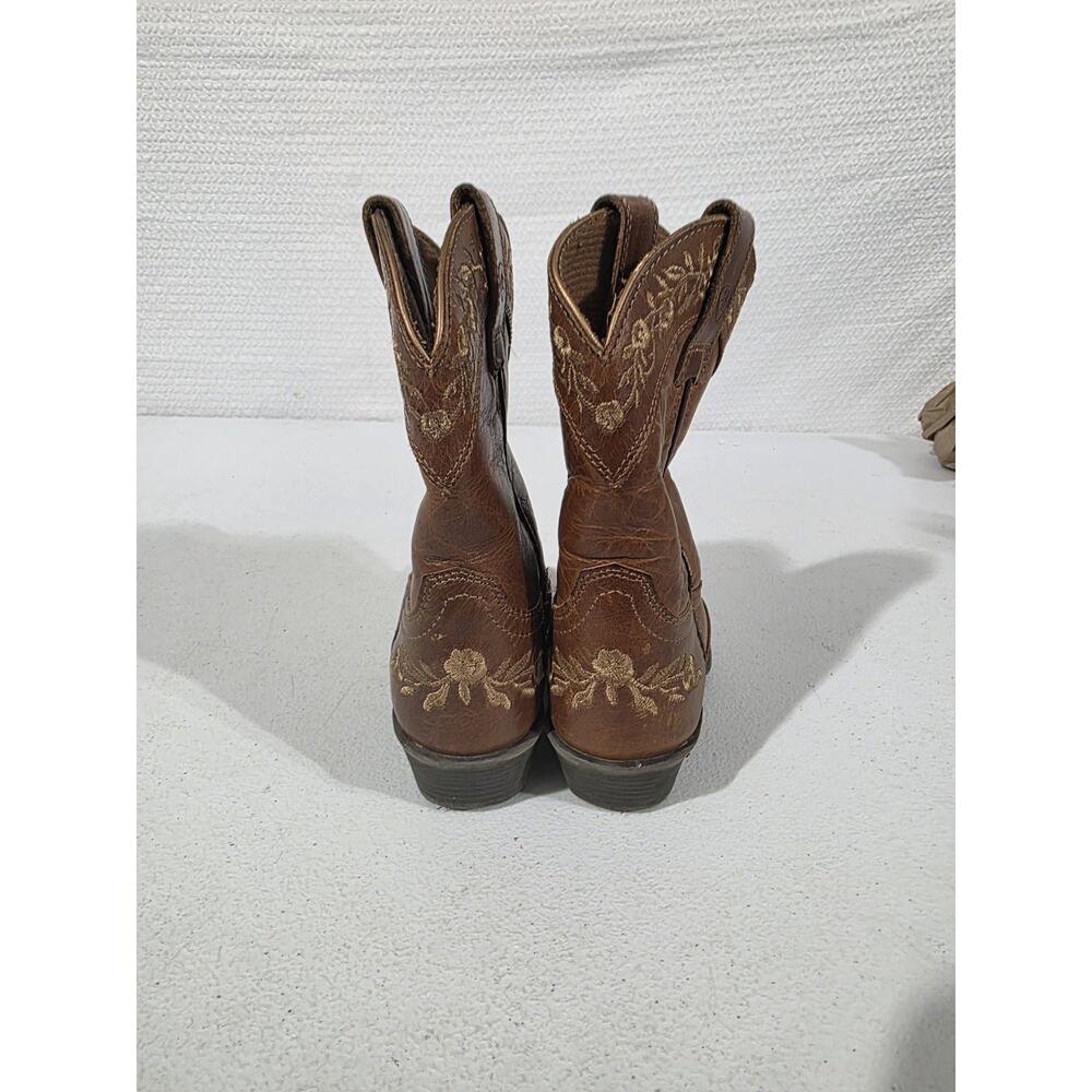 Ariat Girls toddler Size 8 Brown Leather Western Cowboy Boots Floral 4LR - Picture 7 of 10